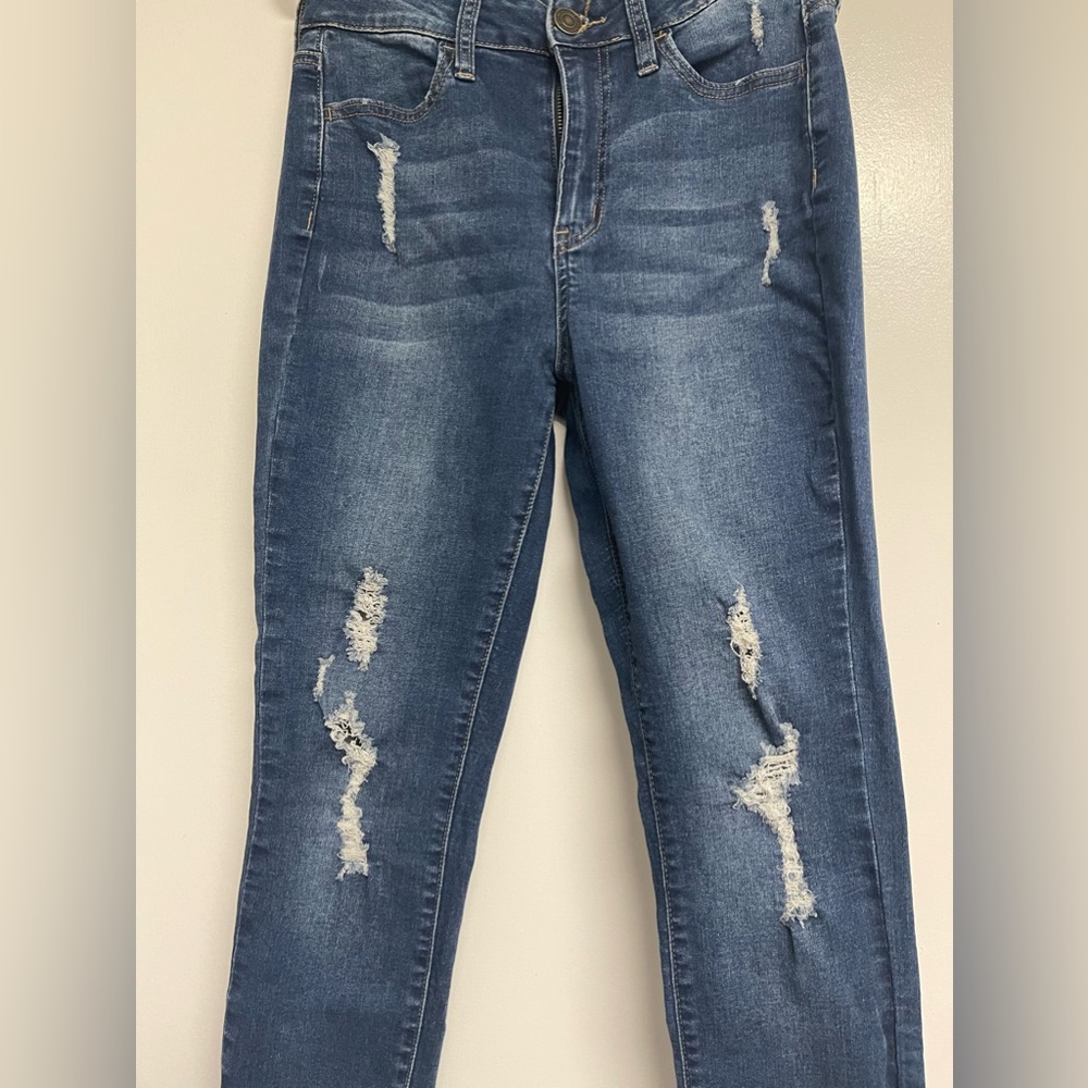 Denim high waist skinny jeans